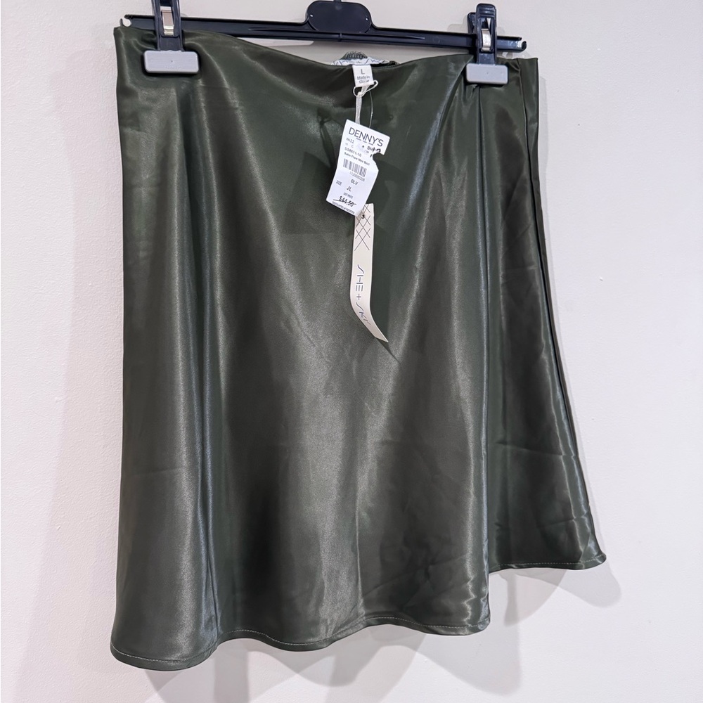 She + Sky Green Asymmetrical A-Line Mini Skirt
